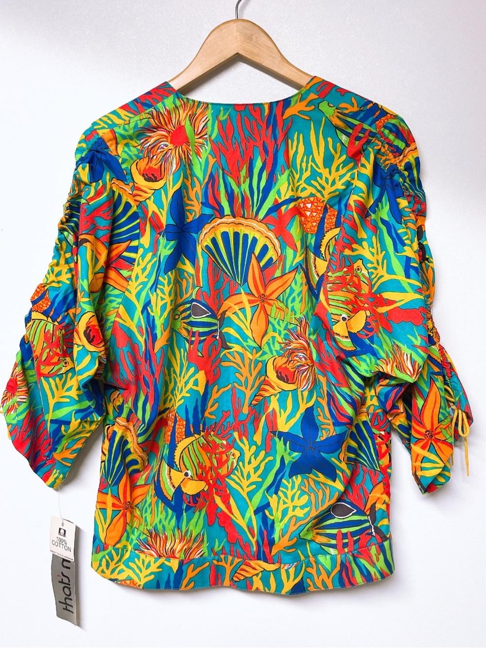 Vitage That’s Me Tropical Reef Print With Seashells Coral Jacket Women’s 7/8 - Picture 3 of 8